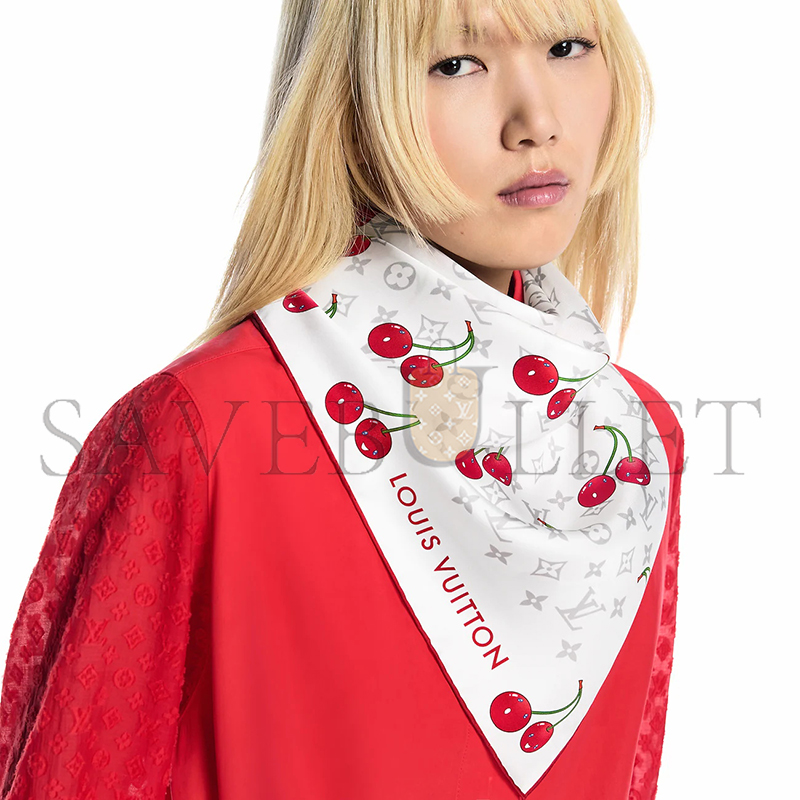 LOUIS VUITTON SCARF MURAKAMI LV X TM MONOGRAM CERISE SQUARE 90 M94966 (90*90cm)